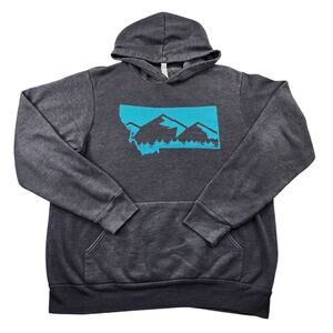 Gray Mountain Sweatshirt Mens Large Blue Graphic Hoodie Sweater Comfy Kangaroo